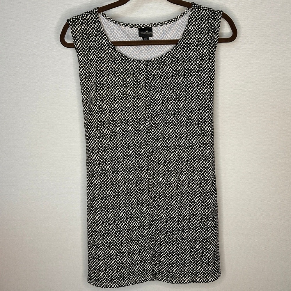 Worthington Black Dot White Yellow Sleeveless Blouse XXL‎ NWOT Office Career